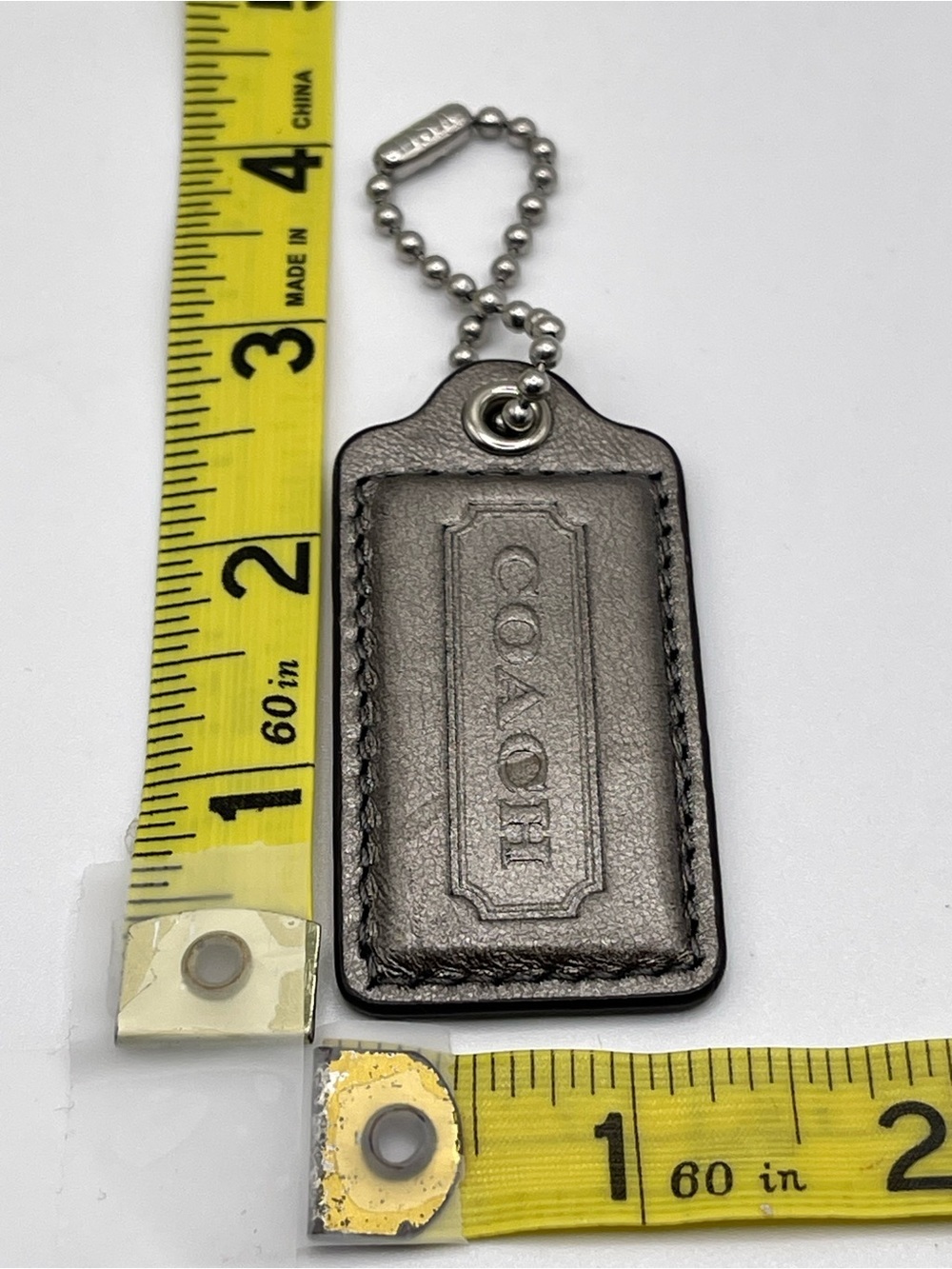COACH Gray Iridescent Leather Embossed Hang Tag - Picture 3 of 3